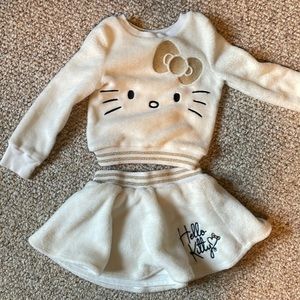 Ivory fleece Hello Kitty sweater and skirt set for girls